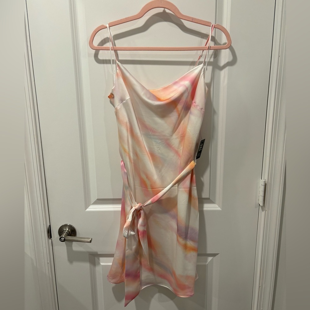 Express Satin Cowl Neck Mini Dress